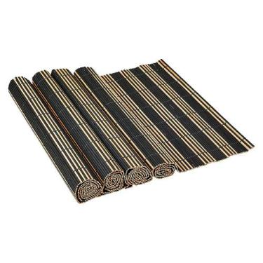 Imagem de Kit 4 Jogo Americano Mesa Posta Sousplat Bambu Preto - Mimo Style