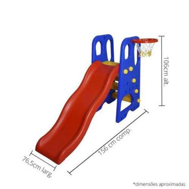 Imagem de Escorregador Infantil 4 Degraus e Cesta de Basquete Importway 