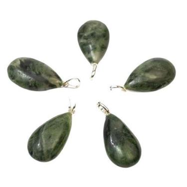 Imagem de Pingente Gota de Pedra Epidoto Natural com Pino em Prata 950 - Atacado