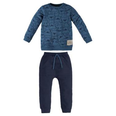 Imagem de Conjunto de Inverno Infantil Masculino com Blusão e Calça em Moletom -