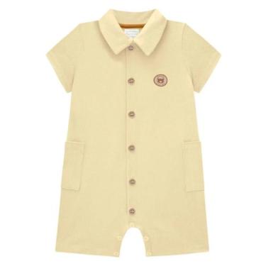 Imagem de Macacão Bebê Menino Camisa Polo em Piquet com Elastano Amarelo - LucBo