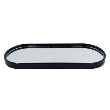Imagem de Bandeja Plástica Oval 29,5x11,7x1,5cm Espelhada - FU XING, Preta