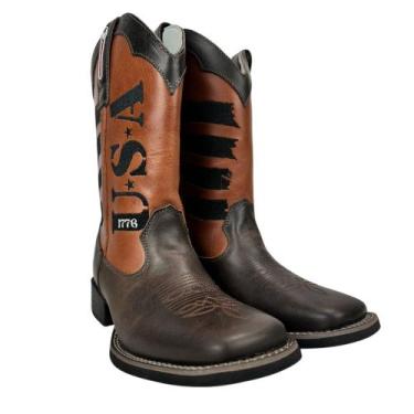 Imagem de Bota Masculina Big Bull Boots Couro Floater Marrom Caramelo Bico Quadr