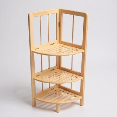 Imagem de Suporte Organizador Madeira 3 Prateleiras Canto Decorativo - Útil Ferr