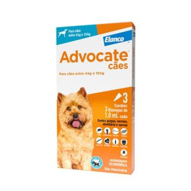 Imagem de Antipulgas Advocate Elanco 3 Bisnagas 1,0mL Cães 4 a 10kg  4 semanas d