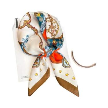 Imagem de Lenço Feminino De Cetim De Seda Macio Com Estampa De Cavalo, Lenço Qua