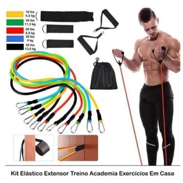 Imagem de Kit 11 Elastico Extensor Treino Funcional Academia Em Casa Ginastica -