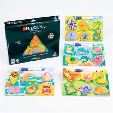 Imagem de Brinquedo educativo de madeira lousa quabra cabeca - polibrinq