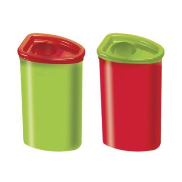Imagem de Apontador Escolar Jumbo Triangular c/ Depósito Colorido Resistente (Un