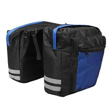 Imagem de F Fityle Bolsa portátil resistente à água para bicicleta – Cestos de bicicleta 30 L com acabamento reflexivo, bolsas de selim para assento traseiro de bicicleta – Azul