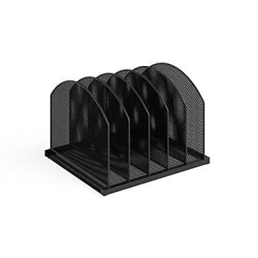 Imagem de Safco Produtos Onyx Organizador de mesa 5 seções verticais, suporte vertical para arquivos, organizador de correio, preto, organização de mesa para casa, escritório ou sala de aula (3215BLKD)
