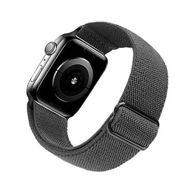 Imagem de Pulseira de relógio Arae esportiva compatível com Apple Watch séries 9, 8, 7, 6, 5, 4, SE, 3, 2 e 1 de 41 mm, 40 mm e 38 mm, elástica, confortável e ajustável, para mulheres e homens – cinza claro