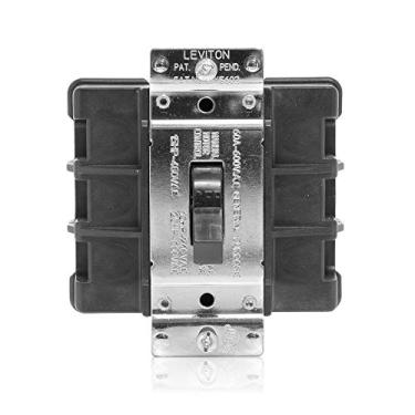 Imagem de Leviton MS602-BW 60-Amp, 600-Volt, interruptor de partida do motor AC de dois polos, nível industrial, sem aterramento, com fio traseiro, preto