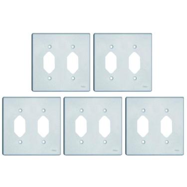 Imagem de Placa p/ 1 Tomada + 1 Tomada 4x4 Prata Radial c/ 5