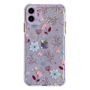Imagem de Capa de folha de flor para iPhone 13 12 Pro Max 8 7 Plus X XS XR 11 Capa Traseira Floral Colorida Macia Transparente, Estilo 1, Para Iphone 11 Pro