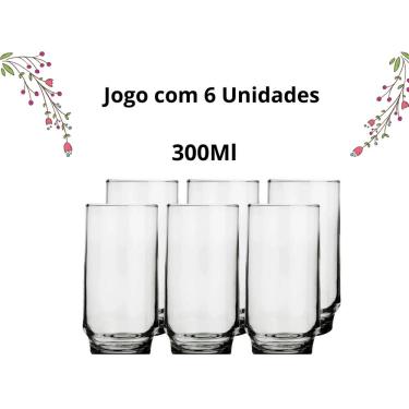 Jogo Kit 12 Copos Altos 300ML em Vidro Grosso Long Drink