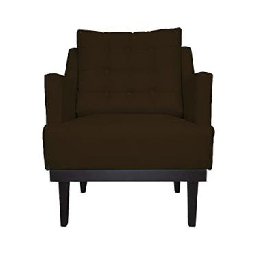 Imagem de Poltrona Decorativa Stefanie Com Base Madeira Tabaco Suede Marrom - DS Estofados