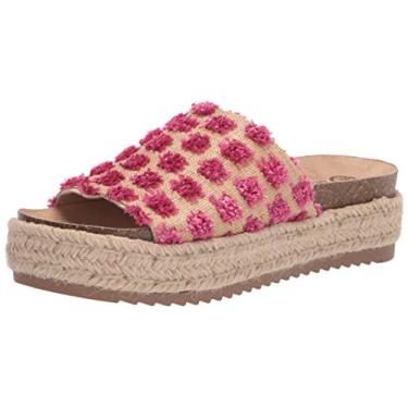 Imagem de Bella Vita Sandália plataforma feminina Made in Italy, Ráfia natural/pompons rosa, 34