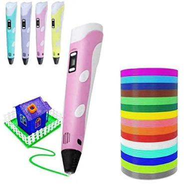 Imagem de Caneta de impressão 3D MAXBROTHERS com temperatura/velocidade ajustável com carregamento USB, brinquedos criativos, presentes de artesanato para crianças e adultos (rosa)