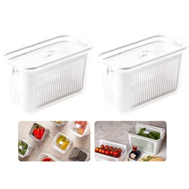 Imagem de Conjunto De 2 Potes Herméticos Slim C/Travas e Cesto Multiuso Empilhável 1700 ml - Cor Branco