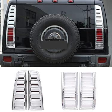Imagem de PIUGILH Apto para Hummer H2 2003-2009 traseira superior luz traseira tampa de ventilação guarnição acessórios de decoração de carro (conjunto prata (para SUV))
