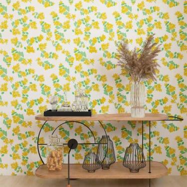 Imagem de Papel de Parede Toque de Flor Amarelo I Crie Paredes I Impresso em alta definição (P)