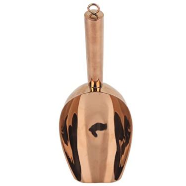 Imagem de Colher de gelo de aço inoxidável em forma de u resistente de grau alimentício colher de balde de gelo multiuso para bar de cozinha colher de comida para animais de estimação pá de praia(Rose Gold)