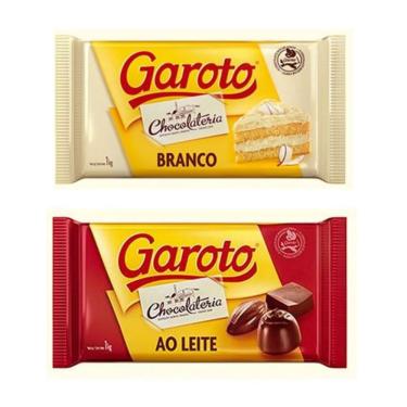 Imagem de Barra Chocolate Garoto 1 Kilo Ao Leite + Barra Garoto Branco 1 Kilo