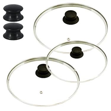 Imagem de Jogo Tampas Vidro Avulsas Panelas: 22, 24 e 28cm + 2 Puxadores