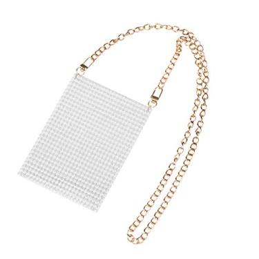 Imagem de Bolsa tiracolo para celular TENDYCOCO com strass, bolsa de mão e corrente de cristal para noite e embreagens para mulheres, Branco, 16 * 12cm