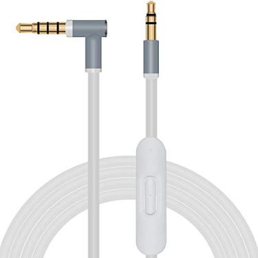 Imagem de Xivip Cabo de áudio de substituição com microfone embutido e controle compatível com fones de ouvido Solo 2 Solo 3, Studio 3, Pro, Detox, Wireless, Mixr, Executive, Pill (4,6 pés, branco)