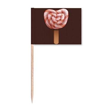 Imagem de Bandeira de palito de sorvete vermelho doce, picolé, bandeiras de palito, enfeite de festa