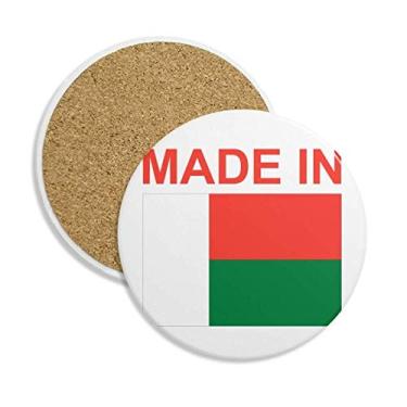 Imagem de Porta-copos de cerâmica Made In Madagascar Country Love porta-copos com pedra absorvente para bebidas presente 2 peças