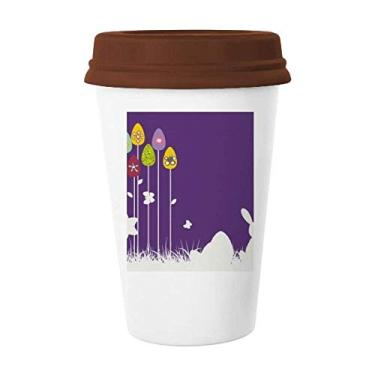 Imagem de Caneca de cerâmica para copo de café com borboleta roxa festival de religião da Páscoa