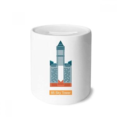 Imagem de DIYthinker Porta-moedas de cerâmica Taiwan Hotel 85 Sky Tower, porta-moedas para presente de cofrinho