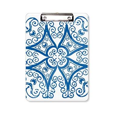 Imagem de Talavera Estampa Decorativa Azul Ilustração Prancheta Pasta Bloco de Escrita Placa de Apoio A4