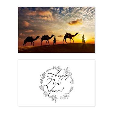 Imagem de All the Way to the Silk Road Camel Deserto Ano Novo Cartão de felicitações Mensagem Abençoada Presente