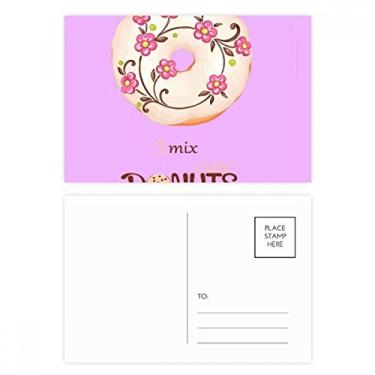 Imagem de Flower Doughnut Sobremesa Sweet Food Conjunto de cartões postais de aniversário Cartão de agradecimento