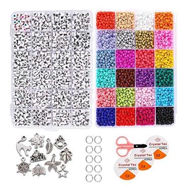 Imagem de kowaku Berloques soltos de contas de vidro de 4 mm com letras do alfabeto