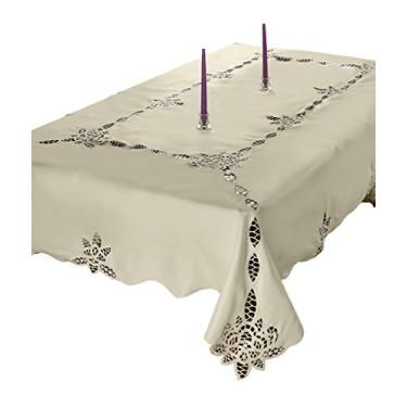 Imagem de Violet Linen Toalha de mesa Oblonga/Retangular com design de renda Battenburg, 1,78 m x 2,23 m, Bege