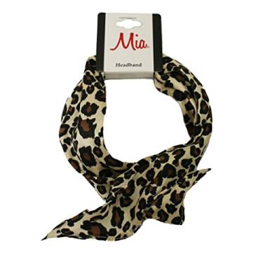 Imagem de Faixa de cabe a Mia Bend-a-roo Tecido moderno coberto com um fio oculto que se dobra em qualquer forma, Beige and brown leopard print, 36 Inch long by 2 Inch wide