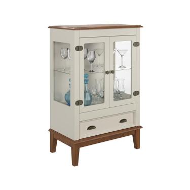 Imagem de Mini Cristaleira de Madeira Maciça 2 portas - Off White