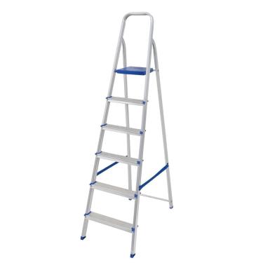 Imagem de Escada Mor 5104 em Alumínio com 6 Degraus, Dobrável e com Fita de Segurança