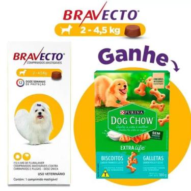 Imagem de Bravecto Antipulgas E Carrapatos Para Cães 2 Até 4.5Kg-1 Compr. + Bisc