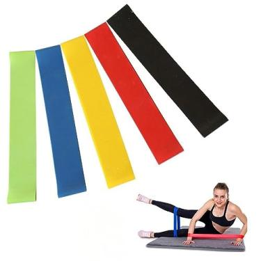 Imagem de Kit 5 Faixas Elasticas Mini Band Exercicios em Casa Extensor Academia Fitness Crossfit Yoga Pilates EXCLUSIVO MARCA SAMPEES