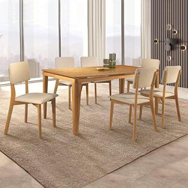 Imagem de Conjunto Sala de Jantar Mesa 180cm com 6 Cadeiras Rubi Tradição Móveis Naturalíssimo