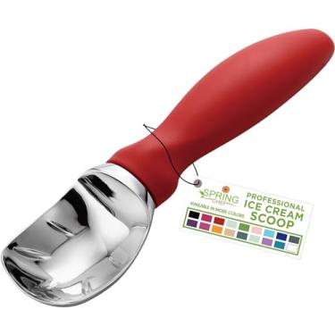 Imagem de Colher de sorvete Spring Chef com alça confortável – Resistente, Vermelho