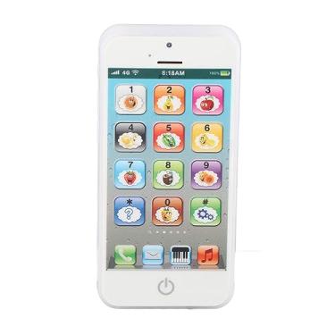Imagem de Bebê Falso Brinquedo Do Telefone Móvel Simulação Em Forma De Música Clara Legal Luz Inglês Brinquedo Do Telefone Móvel Para Crianças 1-3 Crianças Brinquedos Do Telefone Inteligente(Branco)