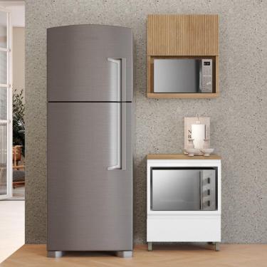 Imagem de Cozinha 2 Peças 1 Porta 1 Gaveta Armário Aéreo 100% Mdf 70 Cm Rainha Branco/Marrom