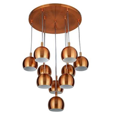 Imagem de Pendente Quadrado Ref 4010 Cobre Soquete GU10 10 Lampada (45 X 45 X 1,5 cm) Bivolt Fabricado em aluminio Pantoja&Carmona